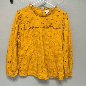 J crew eyelet long sleeve top size M